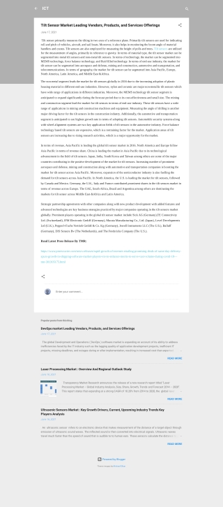 Tilt Sensor Market Analysis, Trends, Size, Share, Growth | Forecast 2025 by TMR