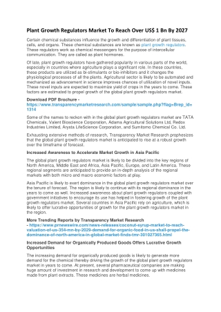 Plant Growth Regulators Market To Reach Over US$ 1 Bn By 2027