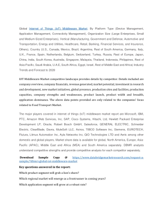 IOT Middleware Market Growth, Analysis, Size and Forecast 2028
