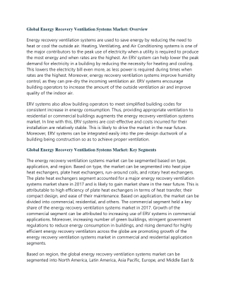 Energy Recovery Ventilation Systems Market