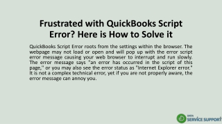 Frustrated with QuickBooks Script Error? Here is How to Solve it