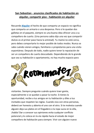 San Sebastian - anuncios clasificados de habitación en alquiler, compartir piso - habitación en alquiler