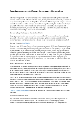 Canarias empleos - bienes raíces