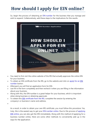 How should I apply for EIN online