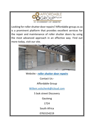 Roller Shutter Door Repairs | Affordable-group.co.za