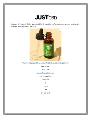 Full Spectrum CBD Oil & Vape Juice For Sale