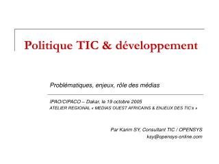 Politique TIC &amp; développement