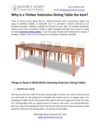 Why is a Timber Extension Dining Table the best?