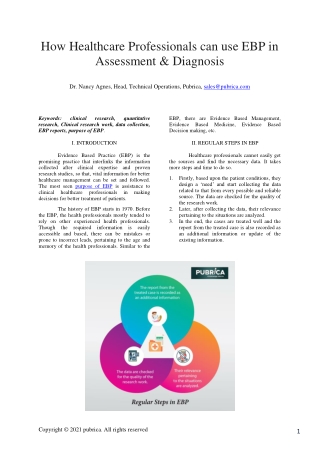 How healthcare professionals can use EBP in assessment & diagnosis – Pubrica