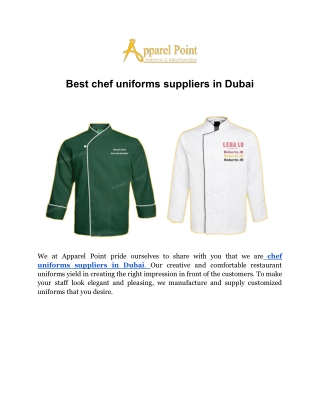 Best chef uniforms suppliers in Dubai