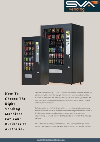 How To Choose The Right Vending Machines For Your Business In Australia