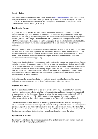 Circuit Breaker Market 2021 Leading Growth Drivers, Emerging Audience, Segments