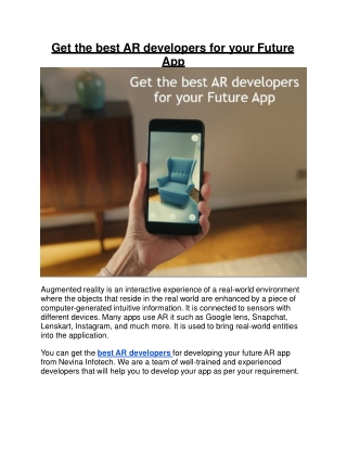 Get the best AR developers for your Future App