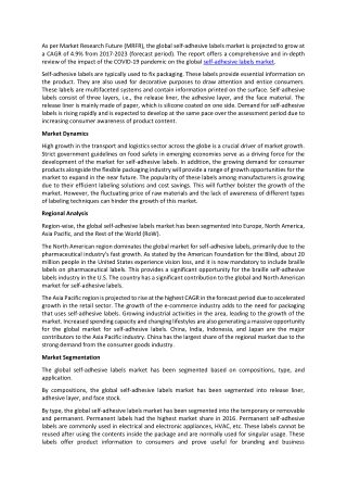 Self-adhesive Labels Market 2021: Share, Latest Innovations, Research
