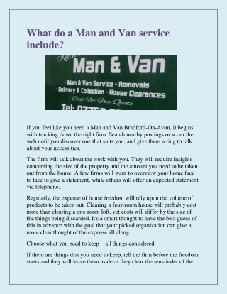 What do a Man and Van service include