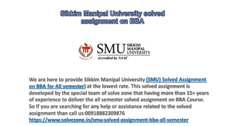 Smu online assignment in bba and Sikkim Manipal University solved assignment on