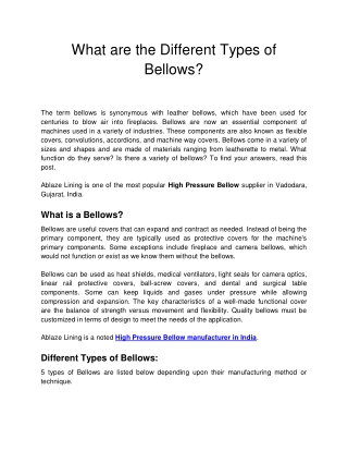 What are the Different Types of Bellows