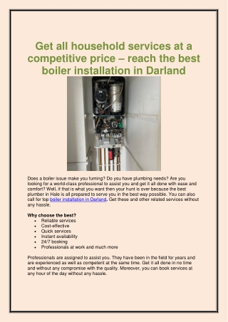Get all household services at a competitive price – reach the best boiler installation in Darland