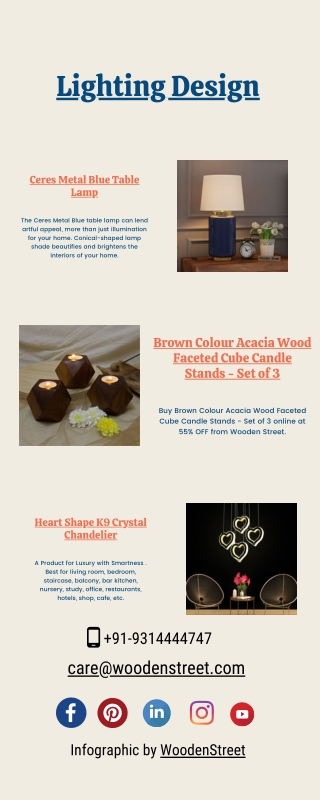 Get the best Lighting Design Online at WoodenStreet