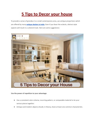 5 Tips to Decor your house
