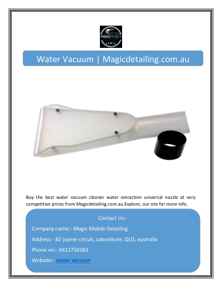 Water Vacuum | Magicdetailing.com.au