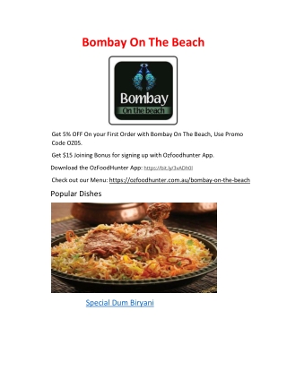 5% Off - Bombay on the Beach - Indian restaurant Blackmans bay, TAS