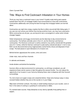 Ways to Find Cockroach Infestation in Your Homes_ Cycreek Pest-converted