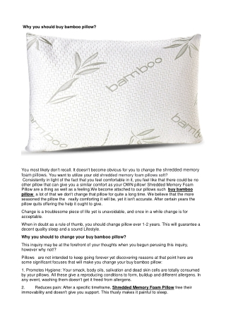 Why you should buy bamboo  pillows