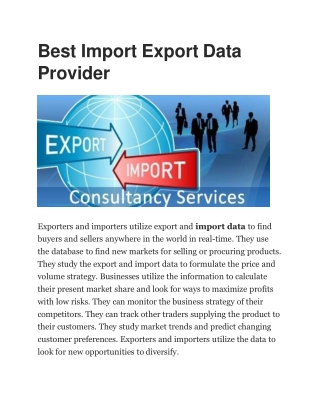 Best Import Export Data Provider