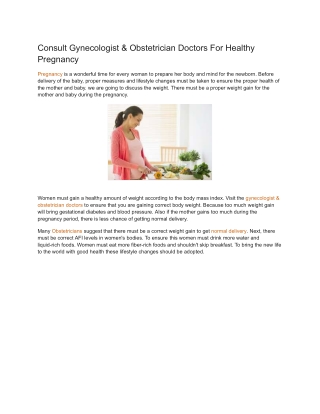 Consult Gynecologist & Obstetrician Doctors For Healthy Pregnancy