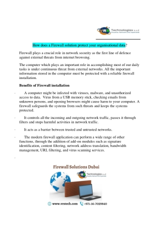 How does a Firewall Solution protect your organizational data Dubai?