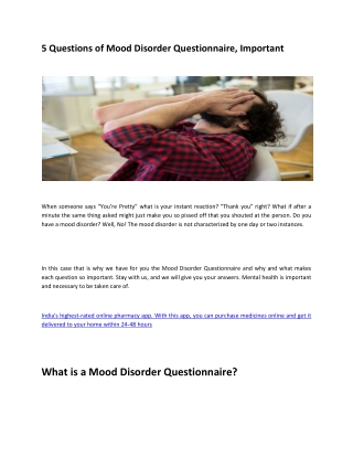 5 Questions Of Mood Disorder Questionnaire, Important-converted