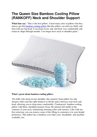 (RANKOFF) The Queen Size Bamboo Cooling Pillow Neck and Shoulder Support