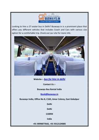 Bus Hire in Delhi | Busways.in