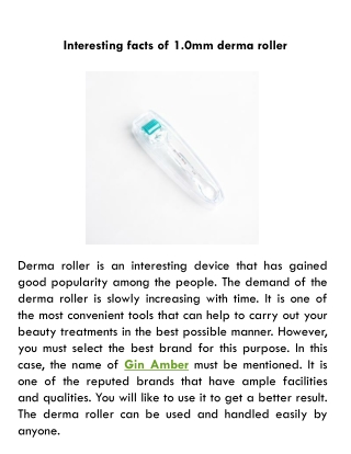 Interesting facts of 1.0mm derma roller