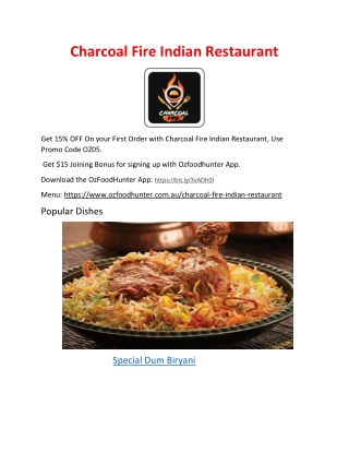 5% Off - Charcoal Fire Indian Launceston takeaway and delivery, TAS