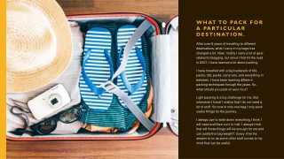 What to pack for a particular destination