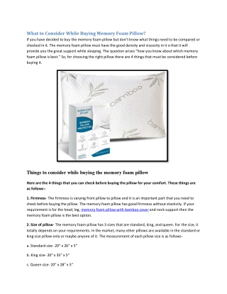 What to Consider While Buying Memory Foam Pillow?