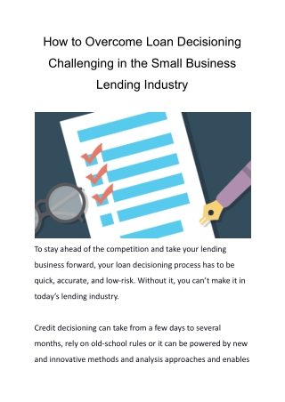 How to Overcome Loan Decisioning Challenging in the Small Business Lending Industry