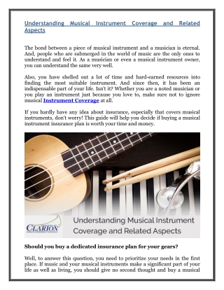 Understanding Musical Instrument Coverage and Related Aspects