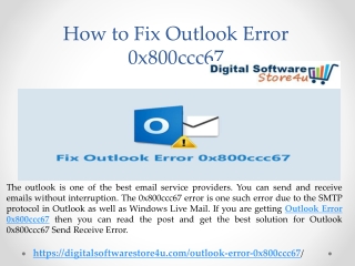 How to Fix Outlook Error 0x800ccc67