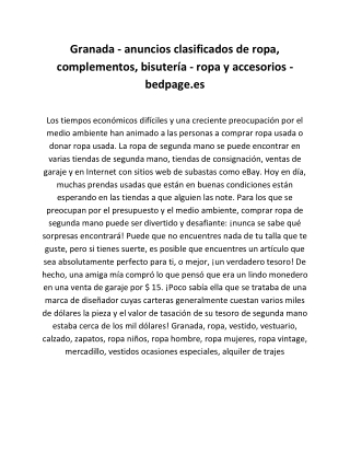Granada - anuncios clasificados de ropa, complementos, bisutería - ropa y accesorios - bedpage.es