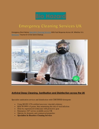 Emergency Cleaning Services UK