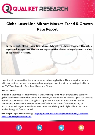 Global Laser Line Mirrors Market Size, Share, Trend, Growth, Application
