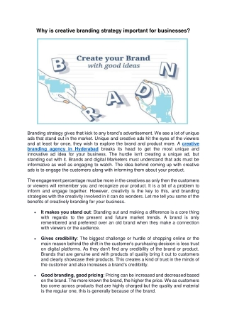 Why is creative branding strategy important for businesses