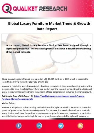 Global Luxury Furniture Marketby Product Type , by Application , and by Region ,