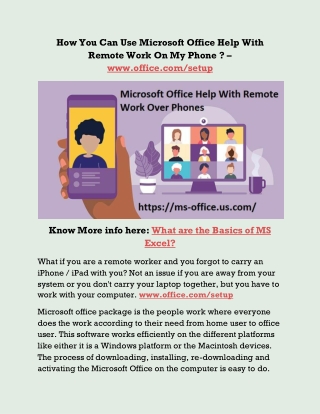 How You Can Use Microsoft Office Help With Remote Work On My Phone  – www.office.comsetup