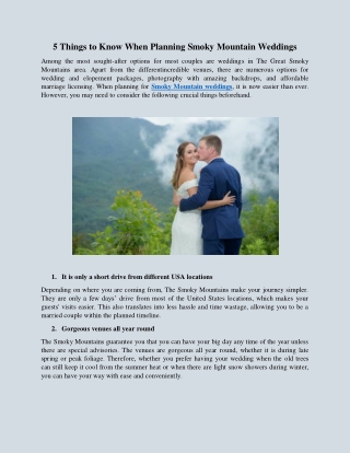 5 Things to Know When Planning Smoky Mountain Weddings