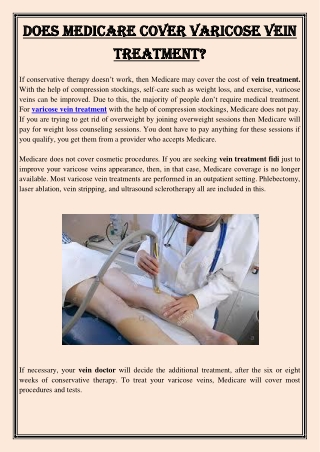 Does Medicare cover varicose vein treatment