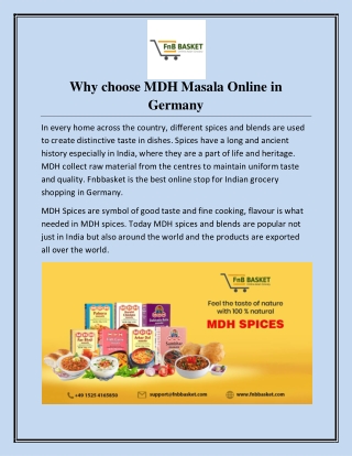 Why choose MDH Masala Online in Germany